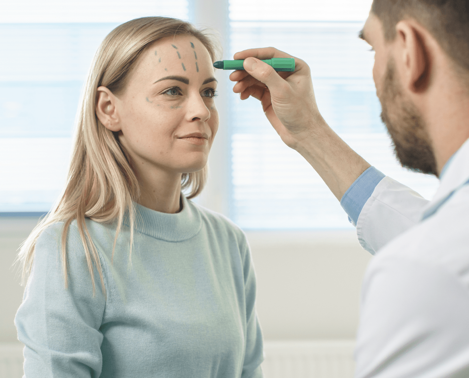 Marking lines on forehead